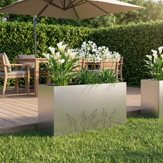 vidaXL Γλάστρα Κήπου Ασημί 100 x 30 x 49 εκ Γαλβανισμένος Χάλυβας