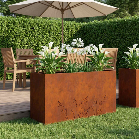 vidaXL Γλάστρα Κήπου Σκ rusty 100 x 30 x 49 εκ