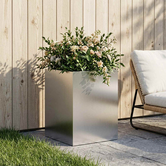 vidaXL Γλάστρα Κήπου Ασημί 40 x 40 x 60 cm Ανοξείδωτο Ατσάλι