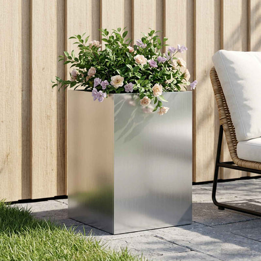 vidaXL Γλάστρα Κήπου Ασημί 40 x 40 x 60 cm Γαλβανισμένος Χάλυβας