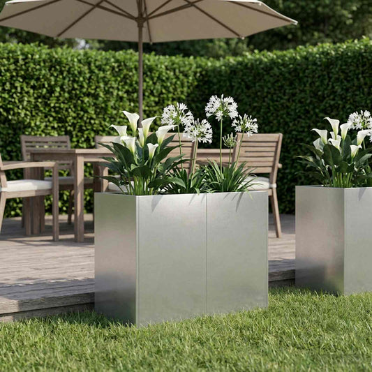 vidaXL Γλάστρα Κήπου Ασημί 80 x 40 x 60 cm Ανοξείδωτο Ατσάλι