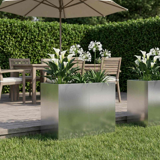 vidaXL Γλάστρα Κήπου Ασημί 80 x 40 x 60 cm Γαλβανισμένος Χάλυβας