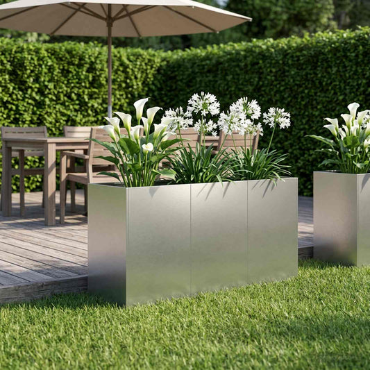 vidaXL Γλάστρα Κήπου Ασημί 120 x 40 x 60 εκ Ανοξείδωτο Ατσάλι