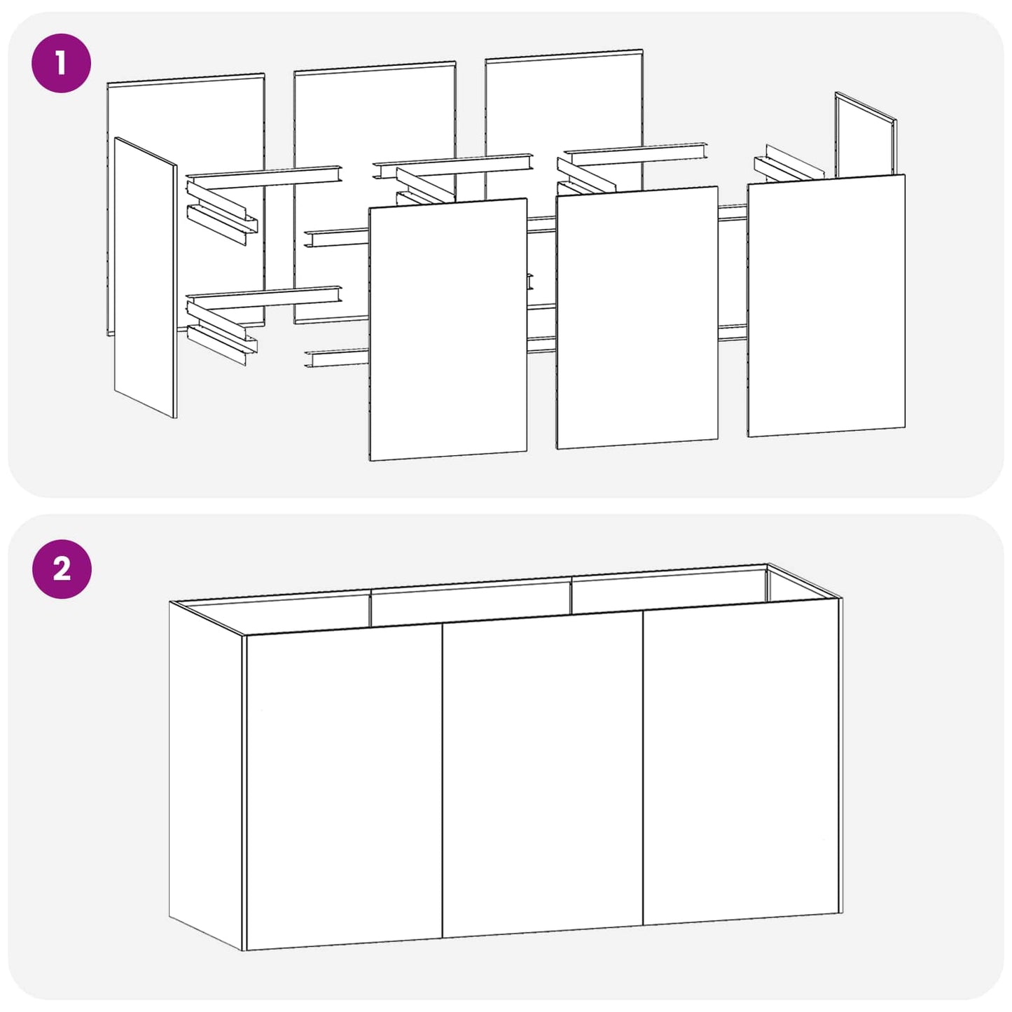 vidaXL Γλάστρα Κήπου Ασημί 120 x 40 x 60 εκ Γαλβανισμένος Χάλυβας