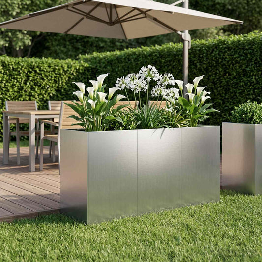 vidaXL Γλάστρα Κήπου Ασημί 120 x 40 x 60 εκ Γαλβανισμένος Χάλυβας