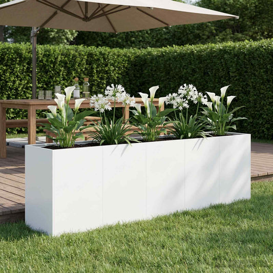 vidaXL Γλάστρα Κήπου Λευκό 200 x 40 x 60 εκ Ψυχρής έλασης χάλυβας