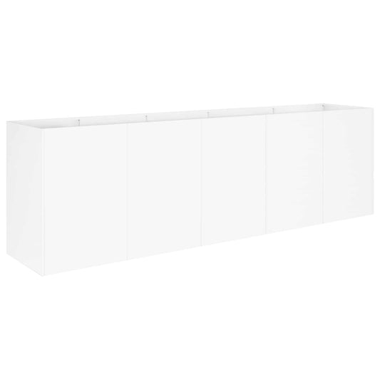 vidaXL Γλάστρα Κήπου Λευκό 200 x 40 x 60 εκ Ψυχρής έλασης χάλυβας