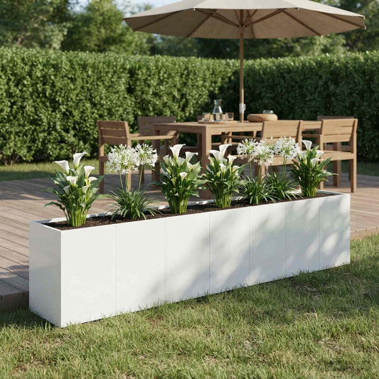 vidaXL Γλάστρα Κήπου Λευκό 280 x 40 x 60 εκ Ψυχρής έλασης χάλυβας
