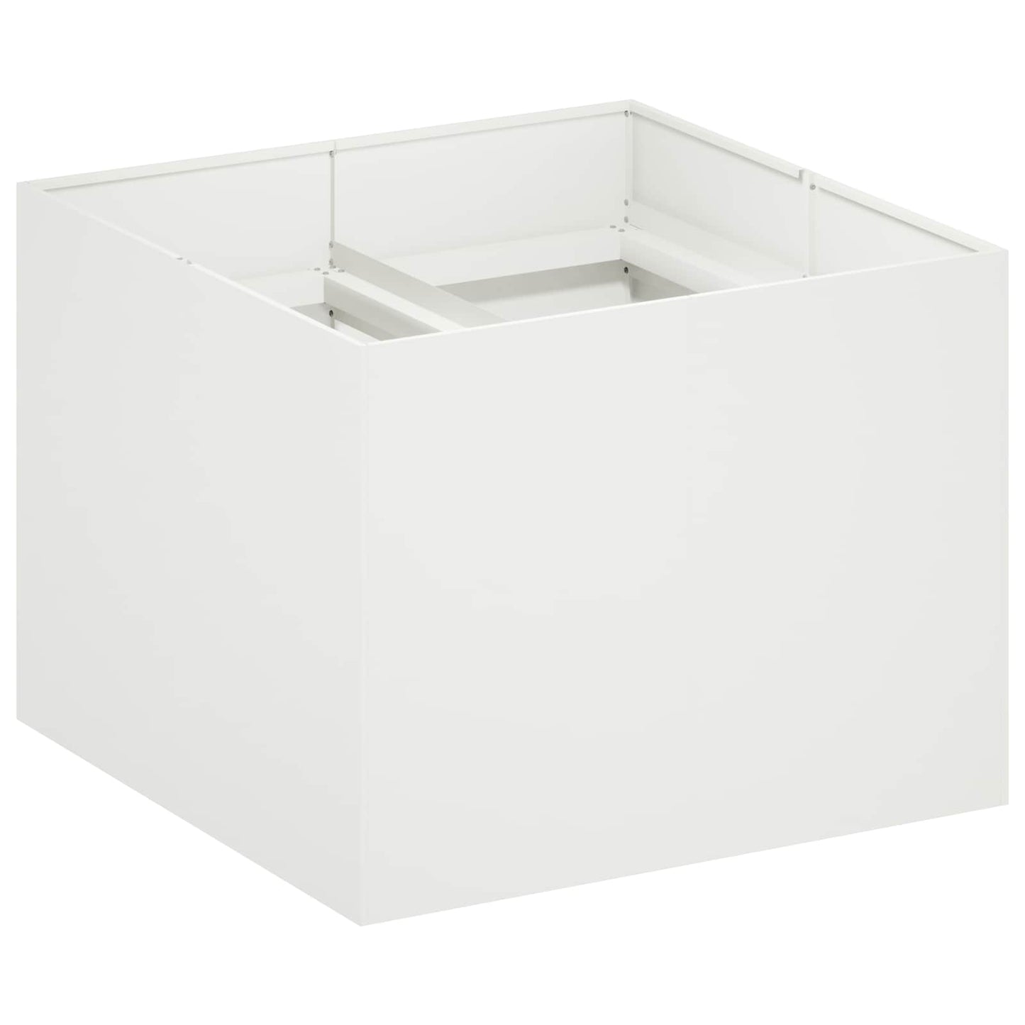 vidaXL Γλάστρα Κήπου Λευκό 80 x 80 x 60 εκ. Ψυχρής έλασης χάλυβας