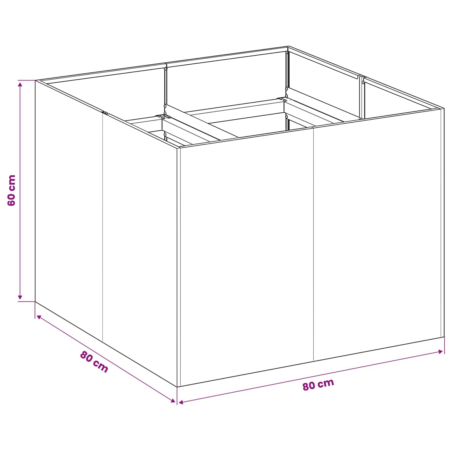 vidaXL Γλάστρα Κήπου Σκ rusty 80 x 80 x 60 εκ.
