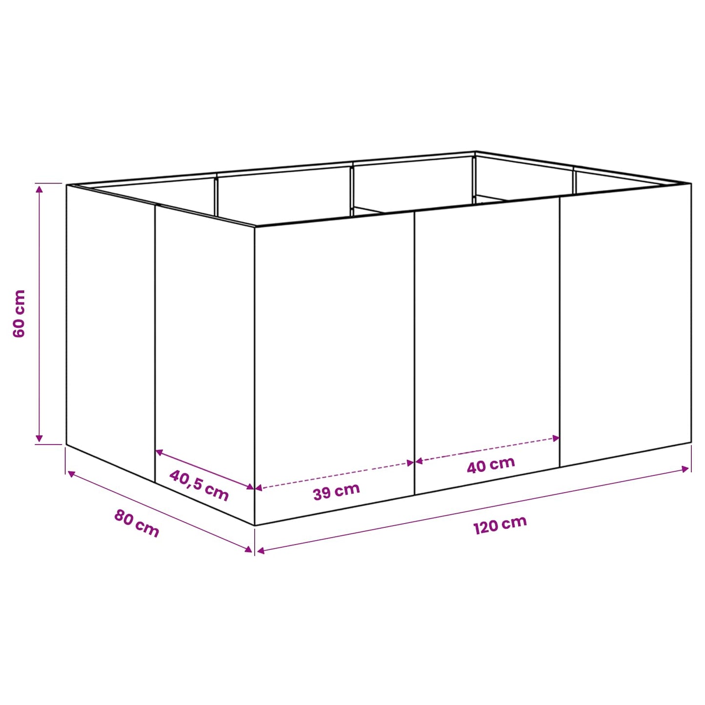 vidaXL Γλάστρα Κήπου Λαδί 120 x 80 x 60 εκ Ψυχρής έλασης χάλυβας
