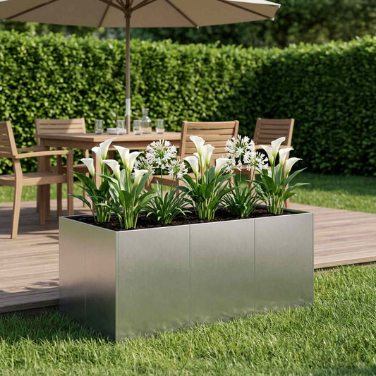 vidaXL Γλάστρα Κήπου Ασημί 120 x 80 x 60 εκ Ανοξείδωτο Ατσάλι