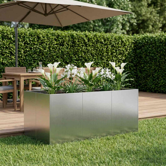 vidaXL Γλάστρα Κήπου Ασημί 120 x 80 x 60 εκ Γαλβανισμένος Χάλυβας