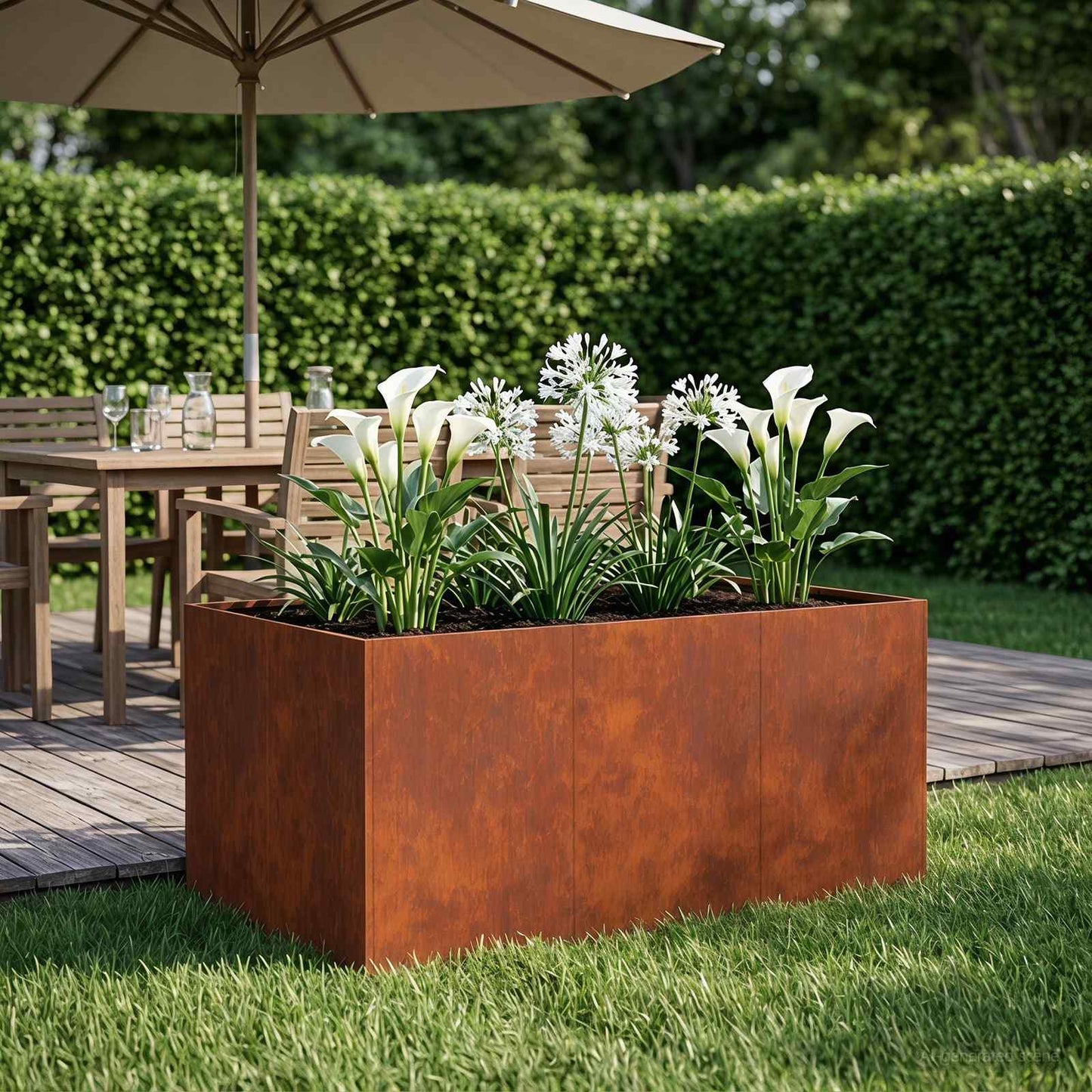 vidaXL Γλάστρα Κήπου Σκ rusty 120 x 80 x 60 εκ
