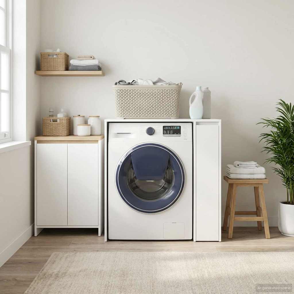 vidaXL Ντουλάπα Πλυντηρίου Λευκό 87 x 60 x 89 εκ Επεξεργασμένο ξύλο