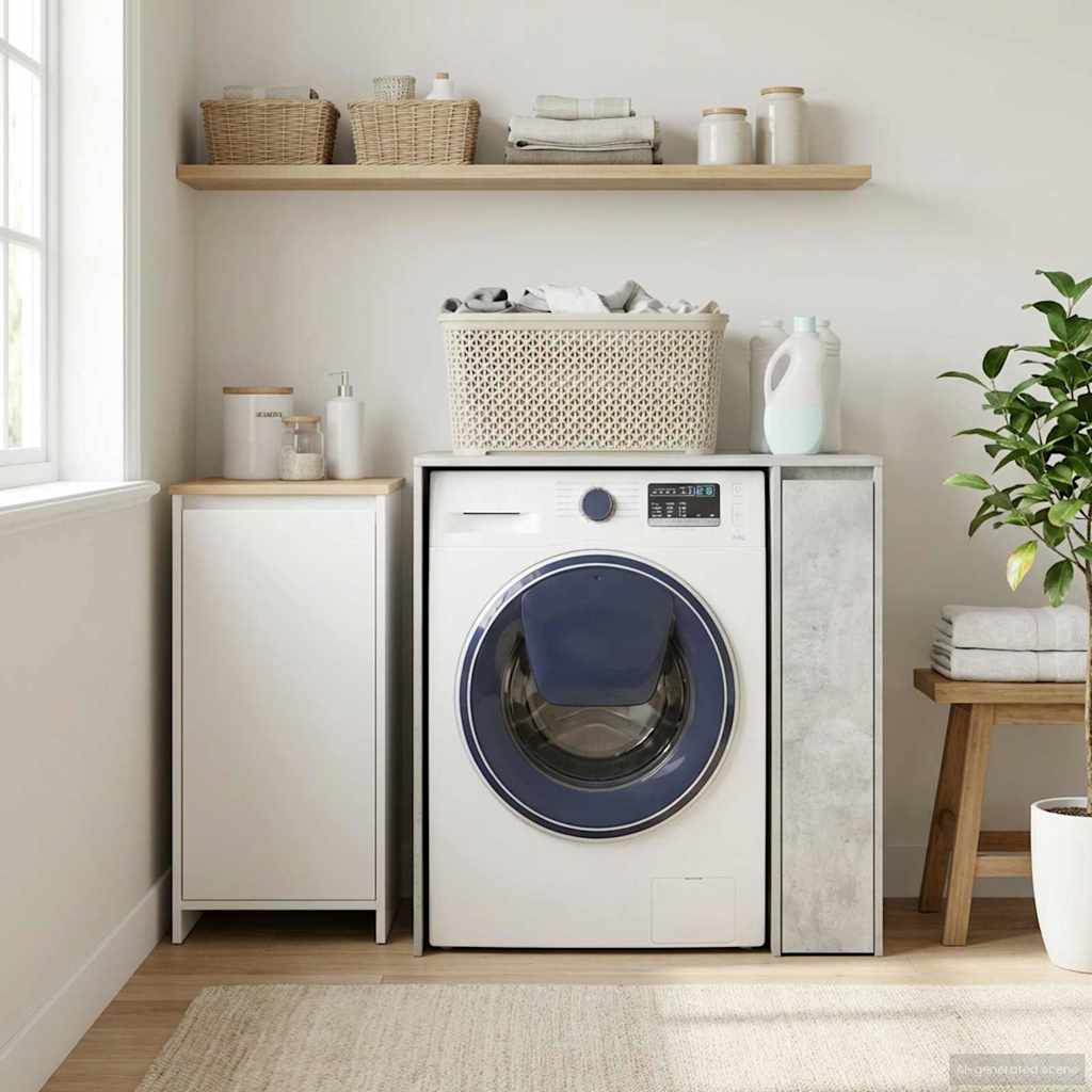 vidaXL Ντουλάπα Πλυντηρίου Γκρι τσιμέντου 87 x 60 x 89 εκ
