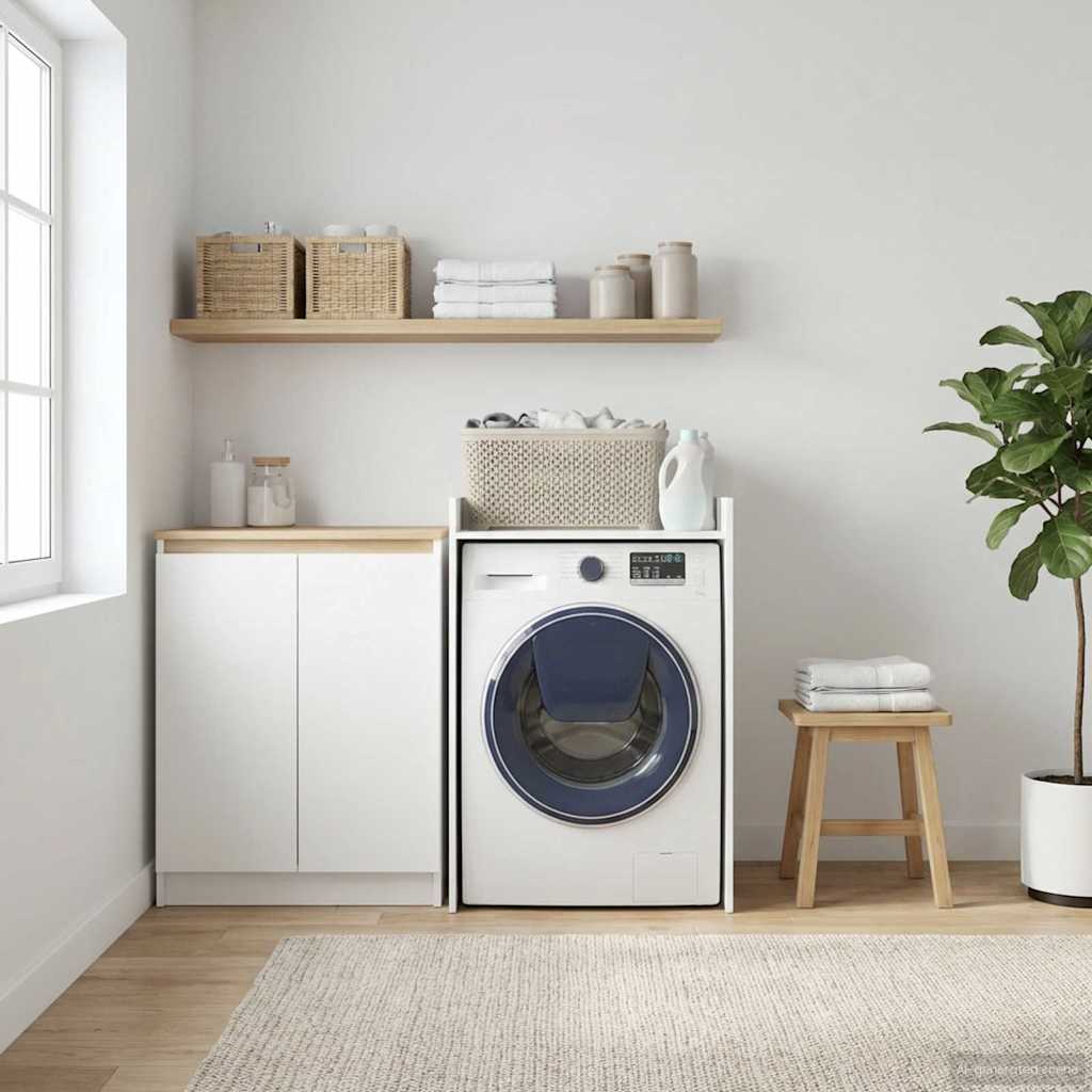 vidaXL Ντουλάπα Πλυντηρίου Λευκό 67,5 x 62 x 97 εκ Επεξεργασμένο ξύλο