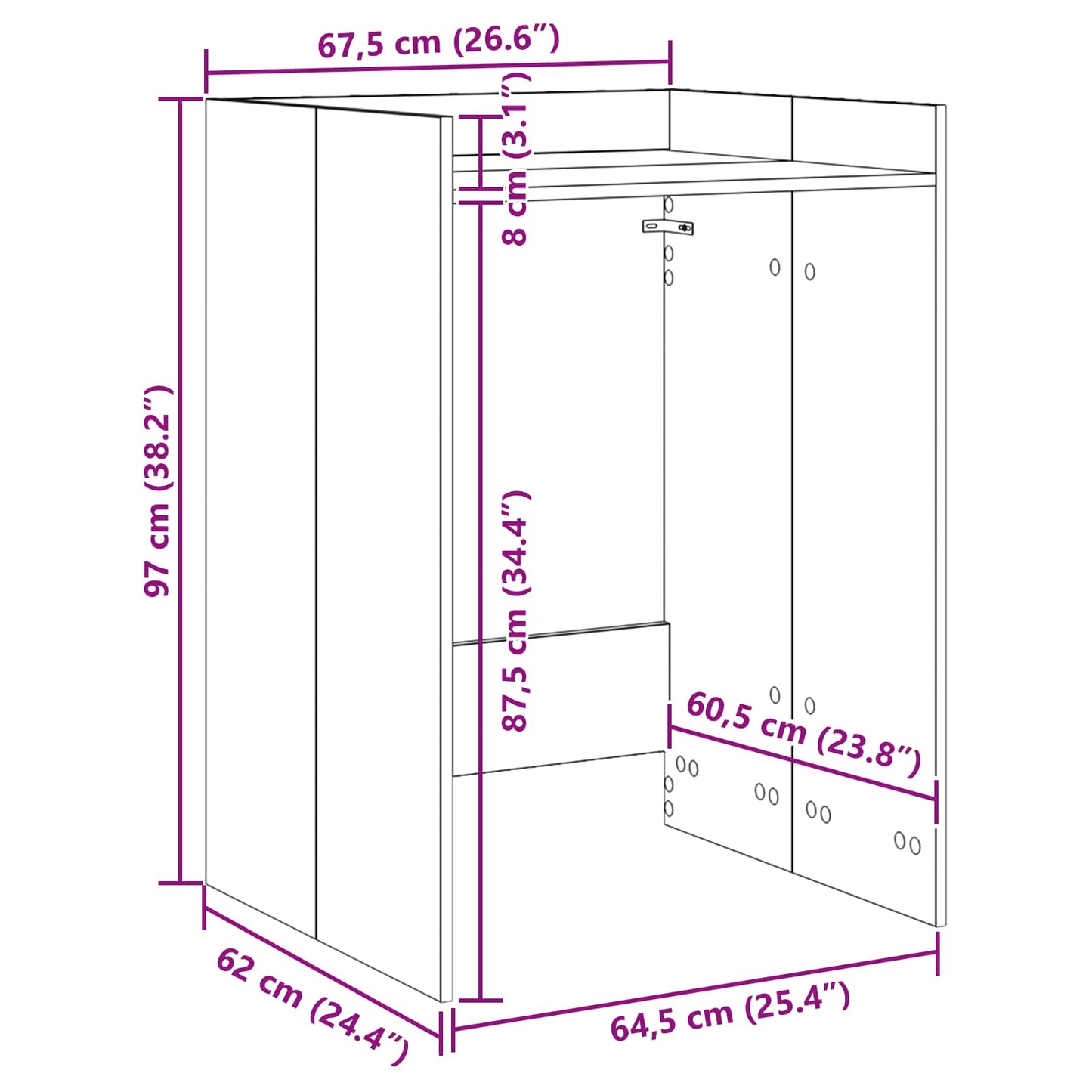 vidaXL Ντουλάπα Πλυντηρίου Σονόμα 67,5 x 62 x 97 εκ Επεξεργασμένο ξύλο