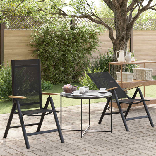 vidaXL Ανακλινόμενες καρέκλες κήπου 2 pcs Μαύρο 58 x 73 x 111,5 εκ.