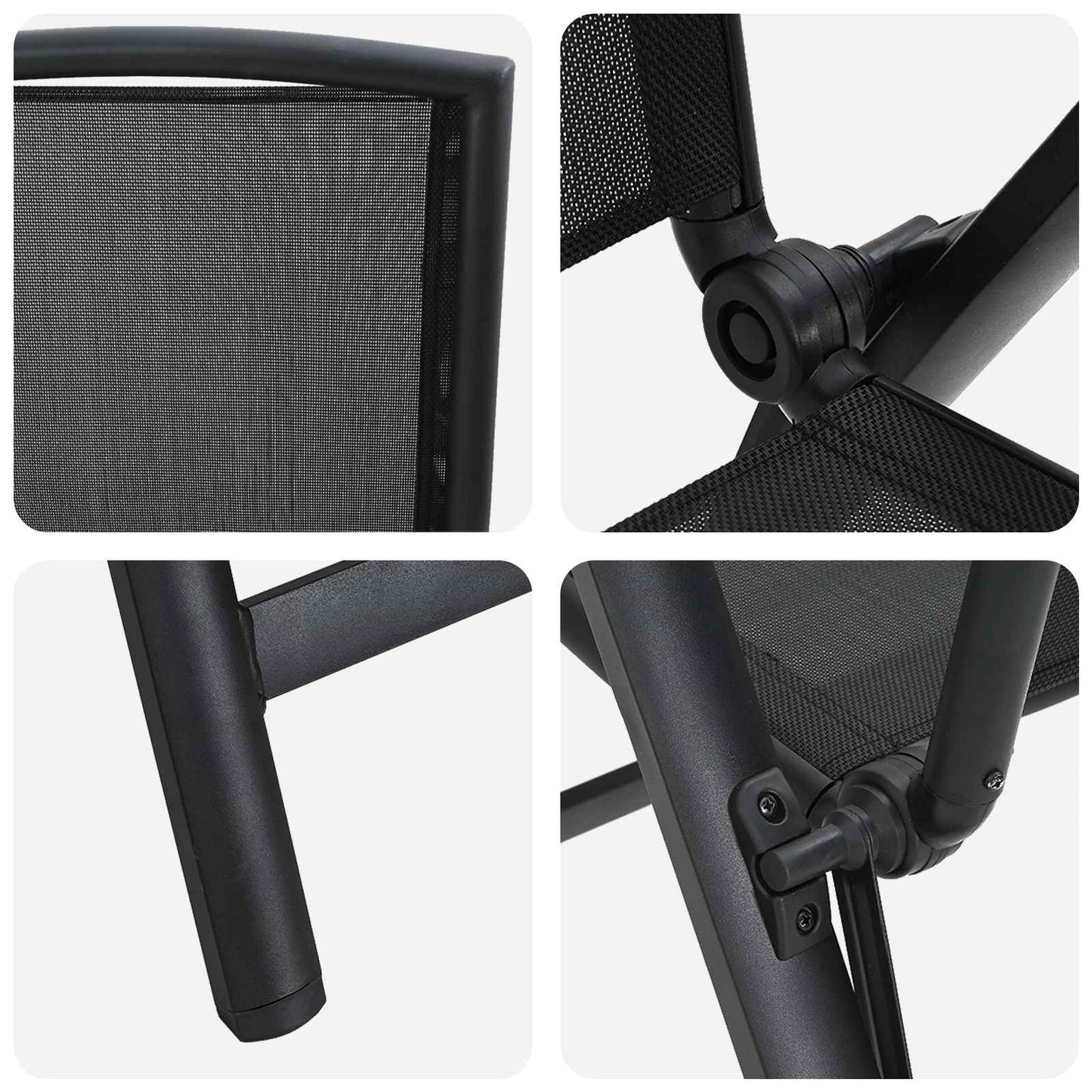 vidaXL Ανακλινόμενες καρέκλες κήπου 2 pcs Μαύρο 58 x 71 x 112 εκ.