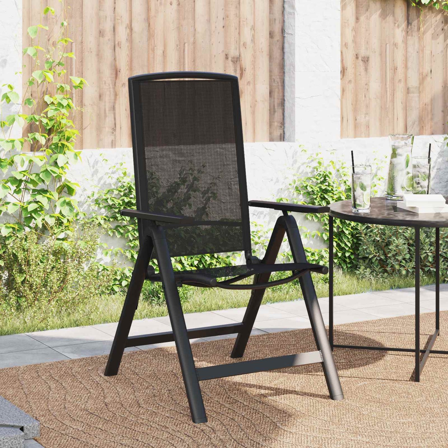 vidaXL Ανακλινόμενες καρέκλες κήπου 2 pcs Μαύρο 58 x 71 x 112 εκ.