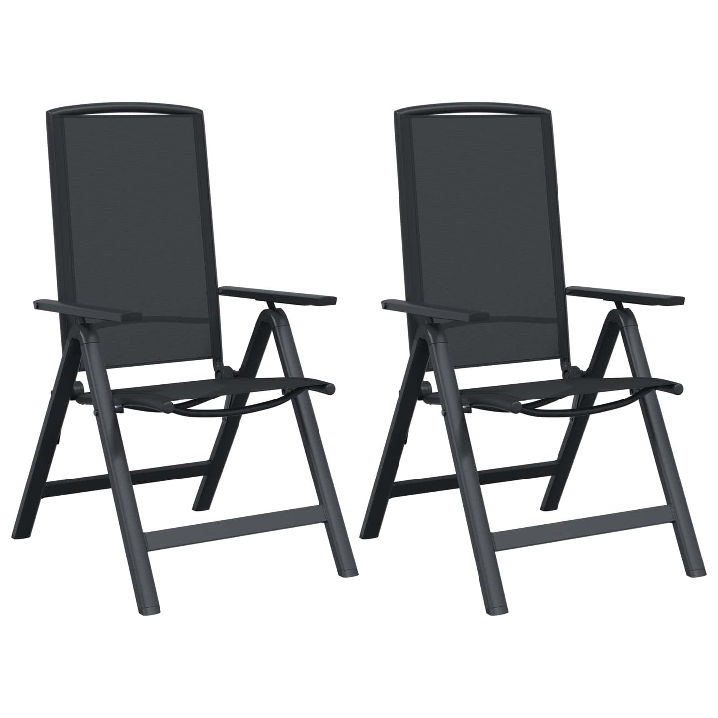 vidaXL Ανακλινόμενες καρέκλες κήπου 2 pcs Μαύρο 58 x 71 x 112 εκ.