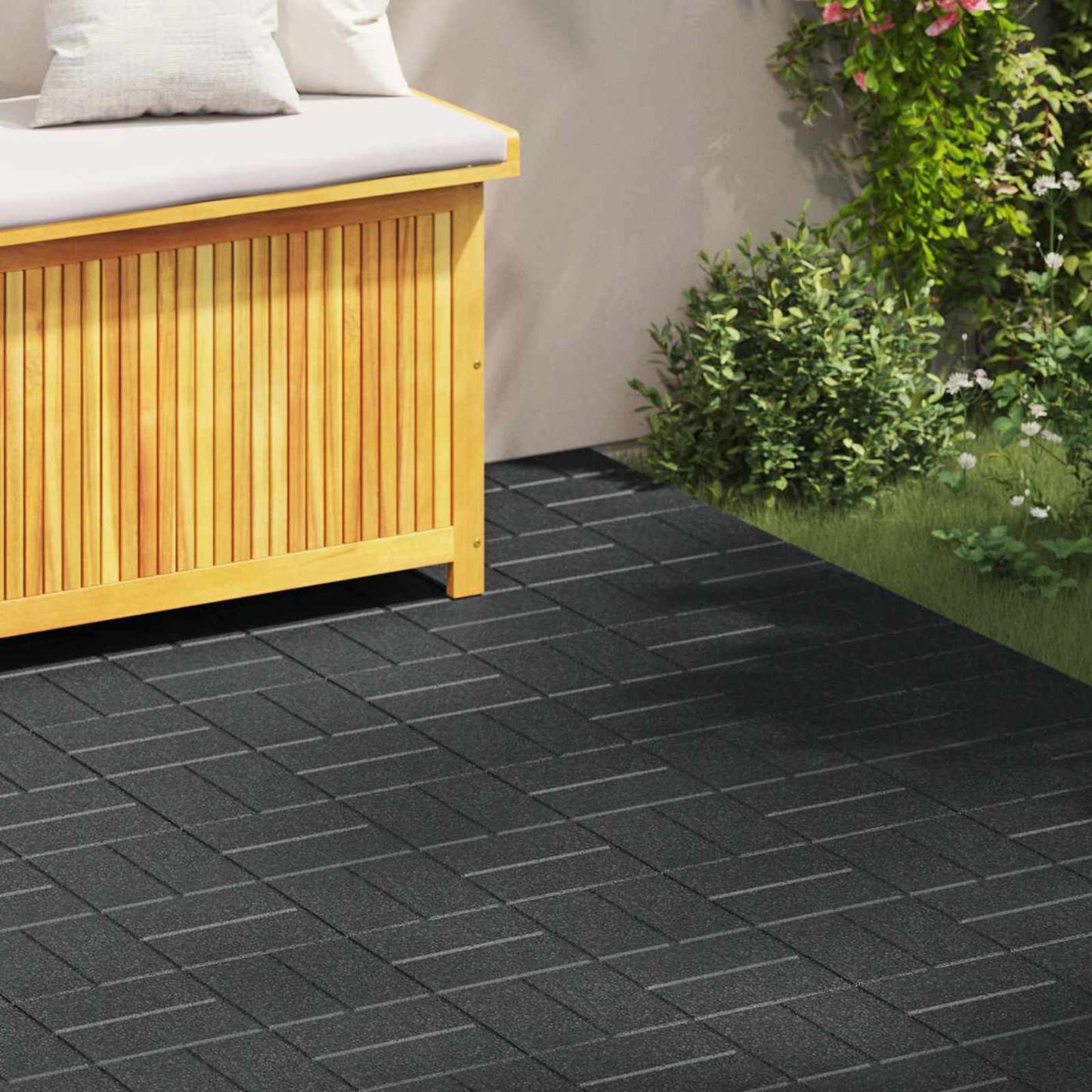 vidaXL Πέτρα βήματος 6 pcs Μαύρο 40,5 x 40,5 x 2 εκ. Λάστιχο