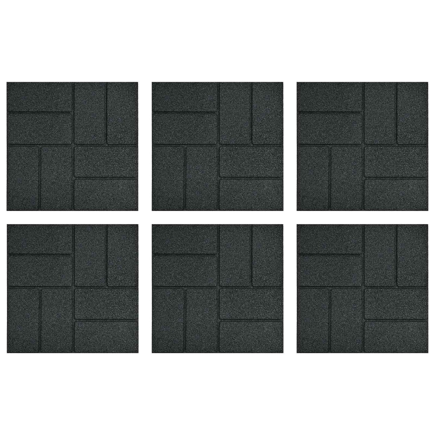 vidaXL Πέτρα βήματος 6 pcs Μαύρο 40,5 x 40,5 x 2 εκ. Λάστιχο