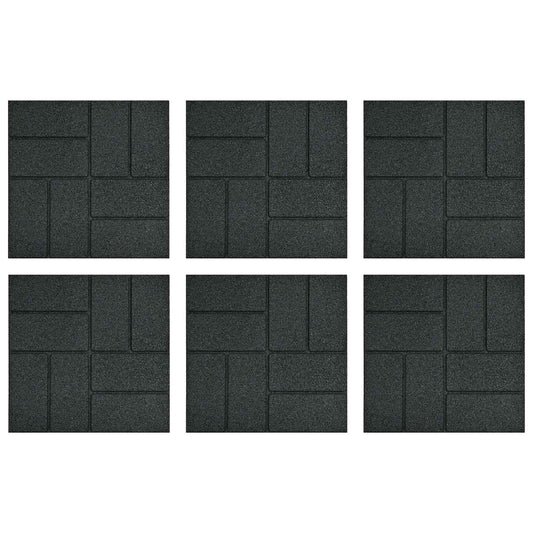 vidaXL Πέτρα βήματος 6 pcs Μαύρο 40,5 x 40,5 x 2 εκ. Λάστιχο