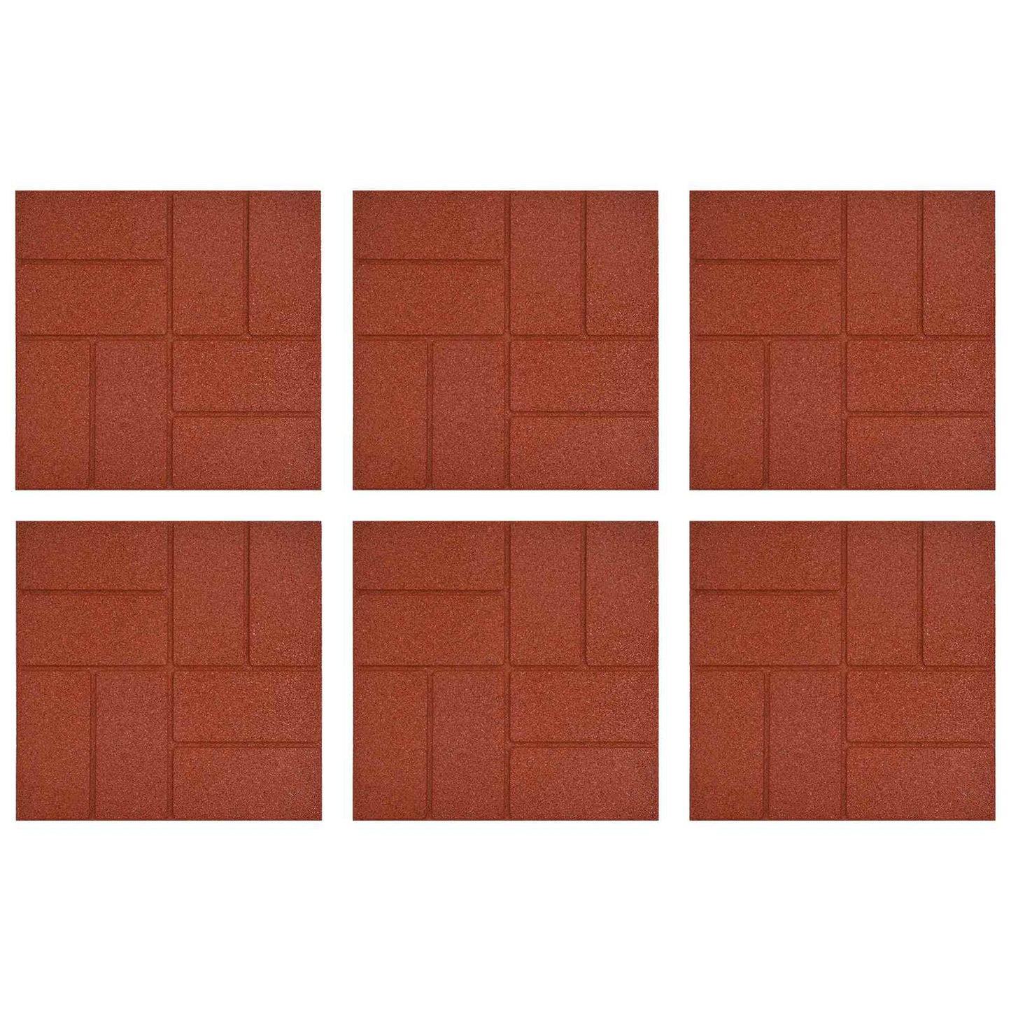 vidaXL Πέτρα βήματος 6 pcs Κόκκινο 40,5 x 40,5 x 2 εκ. Λάστιχο