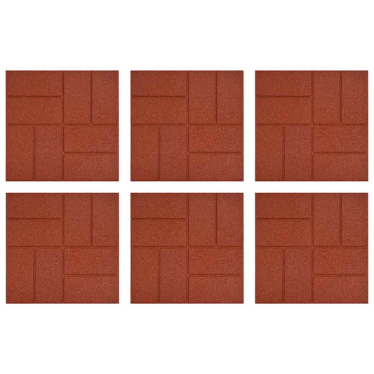 vidaXL Πέτρα βήματος 6 pcs Κόκκινο 40,5 x 40,5 x 2 εκ. Λάστιχο