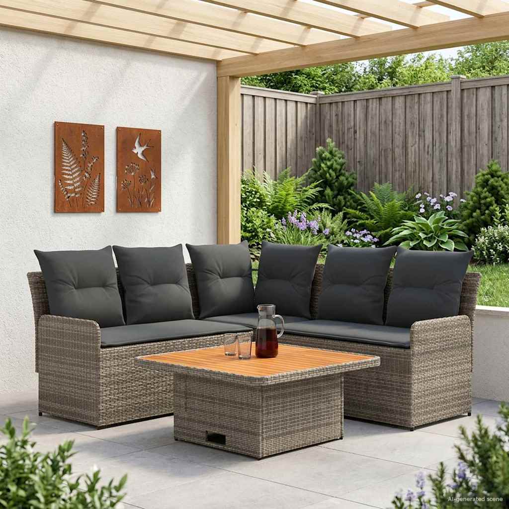vidaXL Σύνολα επίπλων με μαξιλάρι 4 pcs Γκρι και Σκούρο Γκρι Ράτα PE