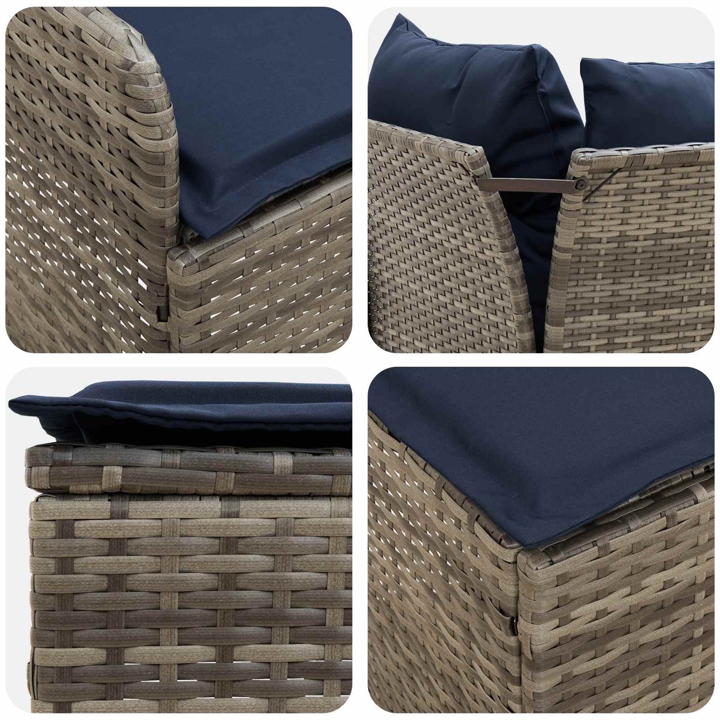 vidaXL Σύνολα επίπλων με μαξιλάρι 4 pcs Γκρι και Navy Blue Ράτα PE