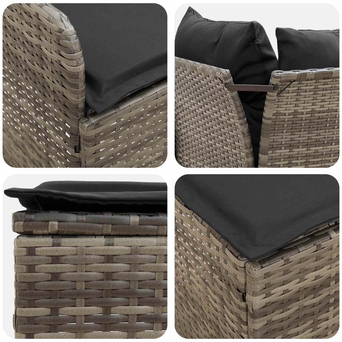 vidaXL Σύνολα επίπλων με μαξιλάρι 6 pcs Γκρι και Σκούρο Γκρι Ράτα PE
