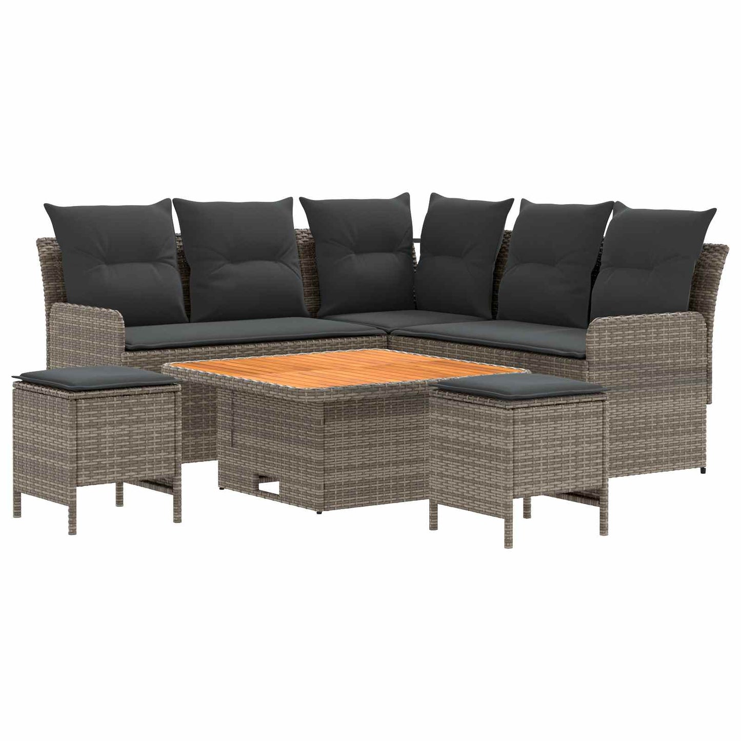 vidaXL Σύνολα επίπλων με μαξιλάρι 6 pcs Γκρι και Σκούρο Γκρι Ράτα PE