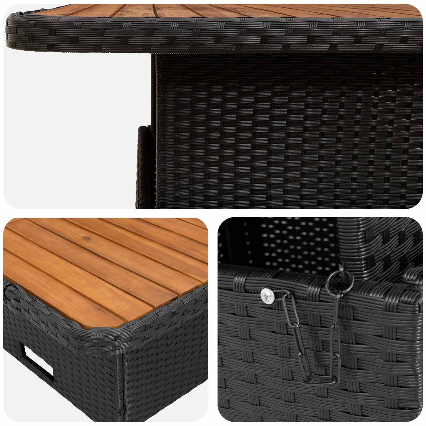 vidaXL Σύνολα επίπλων με μαξιλάρι 6 pcs Μαύρο και Τυρκουάζ Ράτα PE