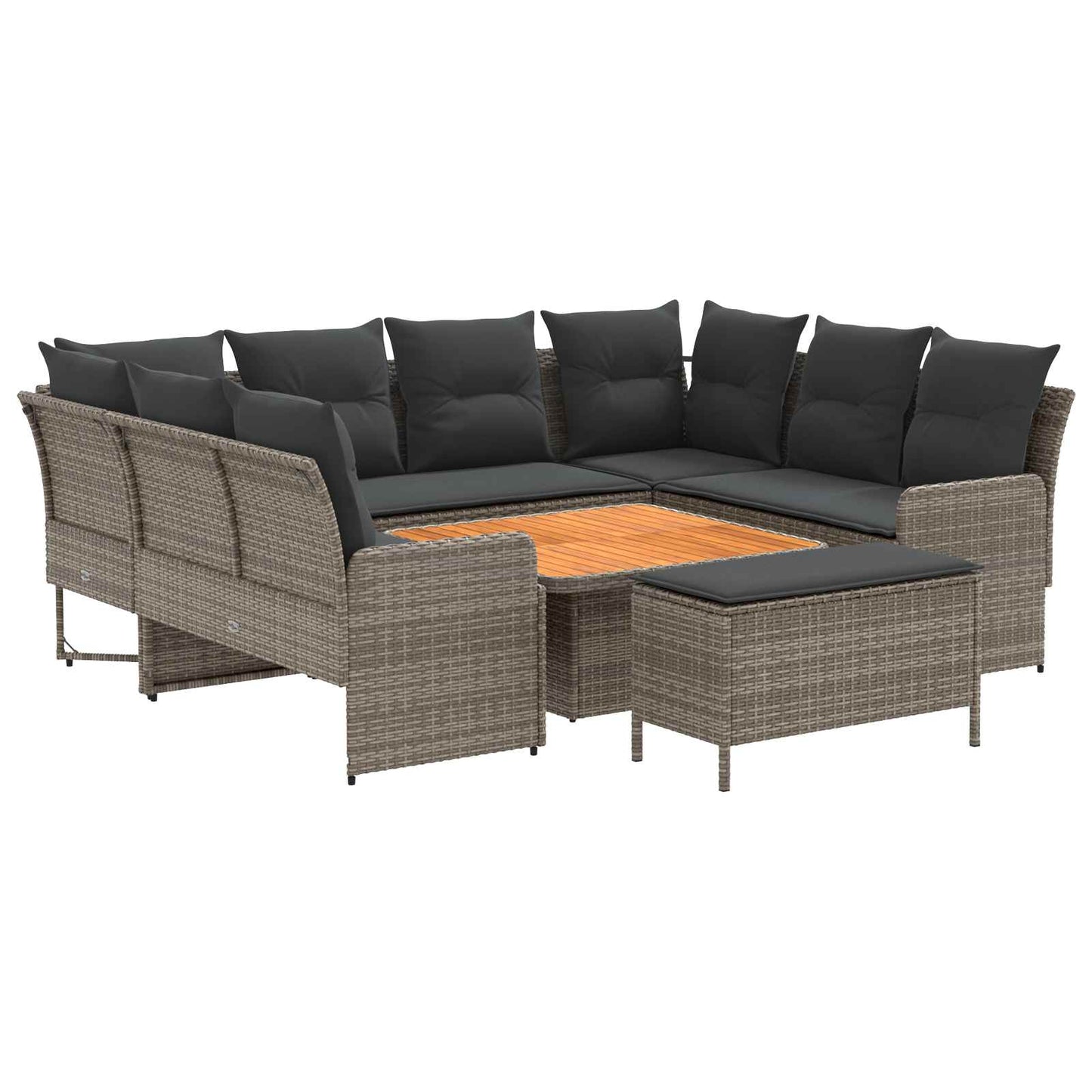 vidaXL Σύνολα επίπλων με μαξιλάρι 7 pcs Γκρι και Σκούρο Γκρι Ράτα PE
