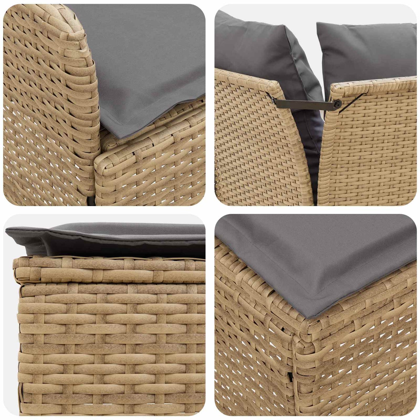 vidaXL Σύνολα επίπλων με μαξιλάρι 7 pcs Μπέζ και Ανοιχτό Γκρι Ράτα PE