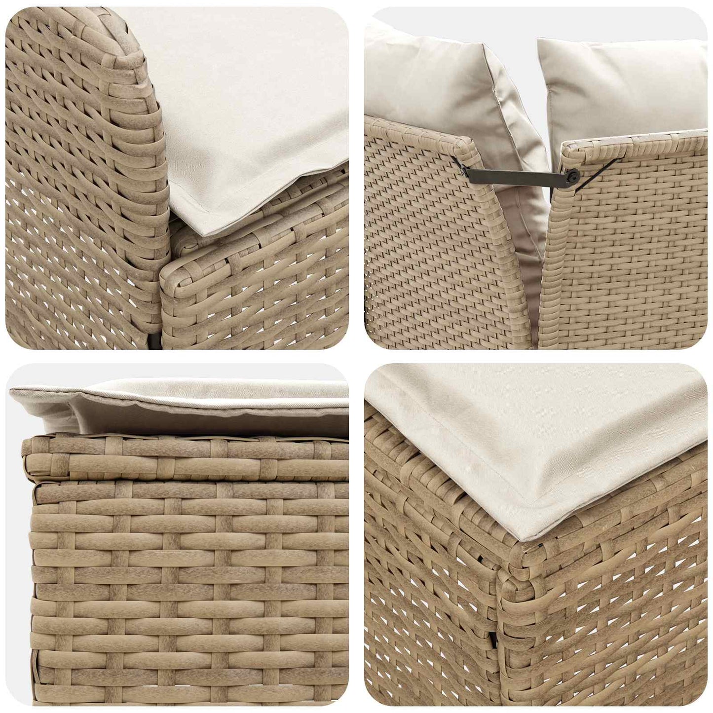 vidaXL Σύνολα επίπλων με μαξιλάρι 7 pcs Μπεζ και Κρέμα Ράτα PE