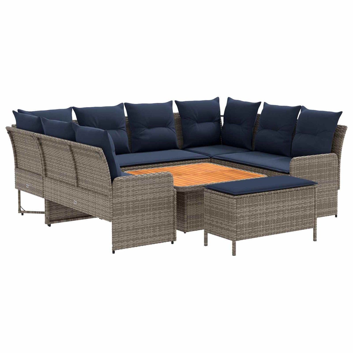 vidaXL Σύνολα επίπλων 7 τμχ. Γκρι και Navy Blue Ράτα PE