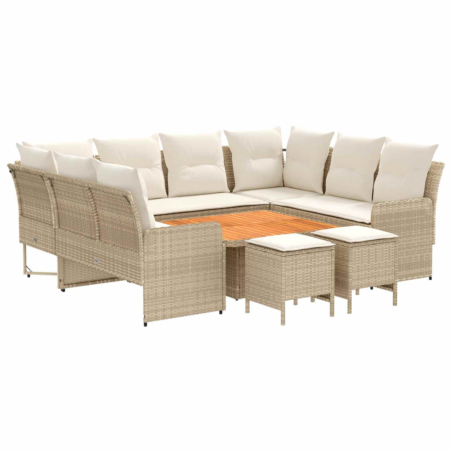 vidaXL Σύνολα επίπλων με μαξιλάρι 8 pcs Μπεζ και Κρέμα Ράτα PE