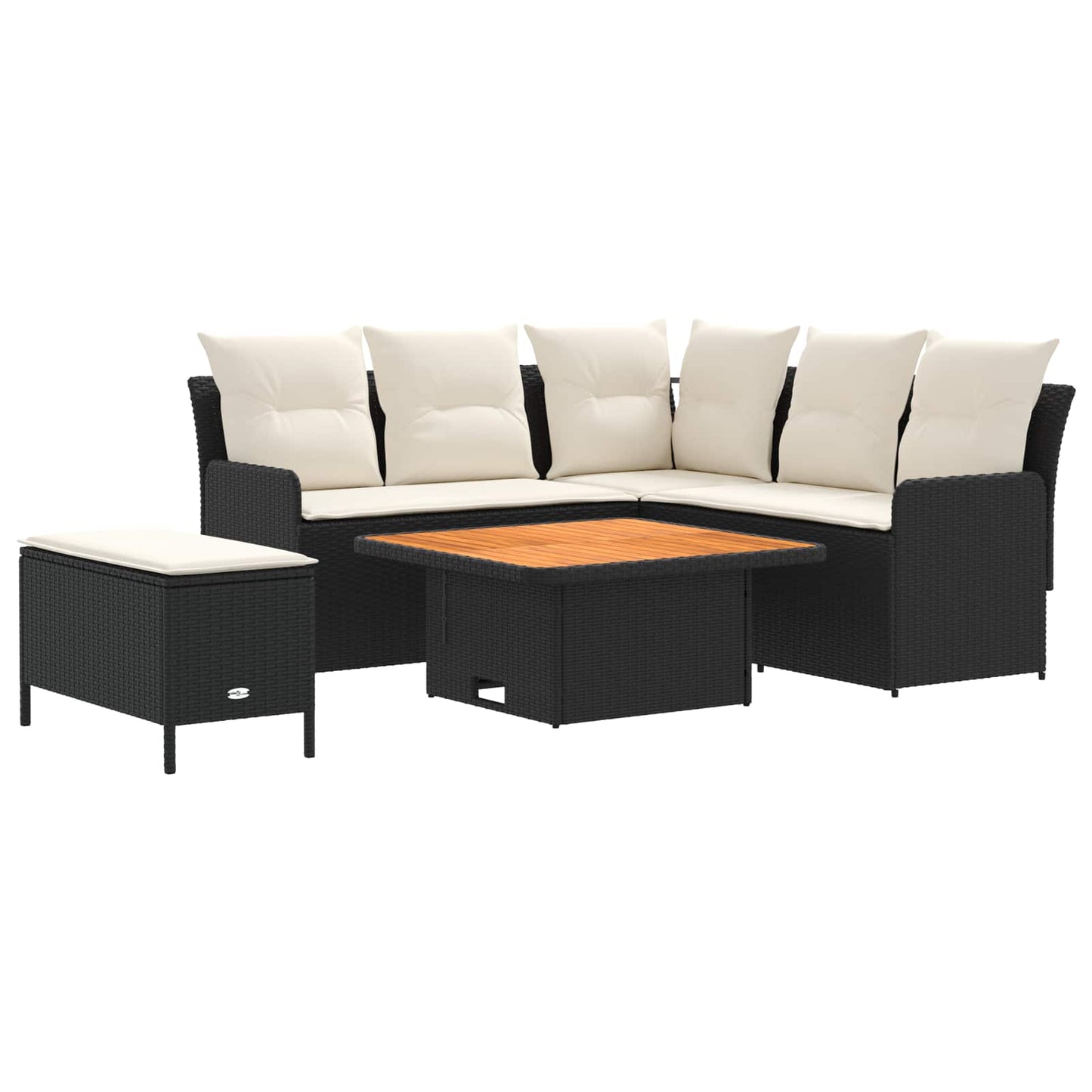 vidaXL Σύνολα επίπλων με μαξιλάρι 5 pcs Μαύρο και Κρέμα Ράτα PE