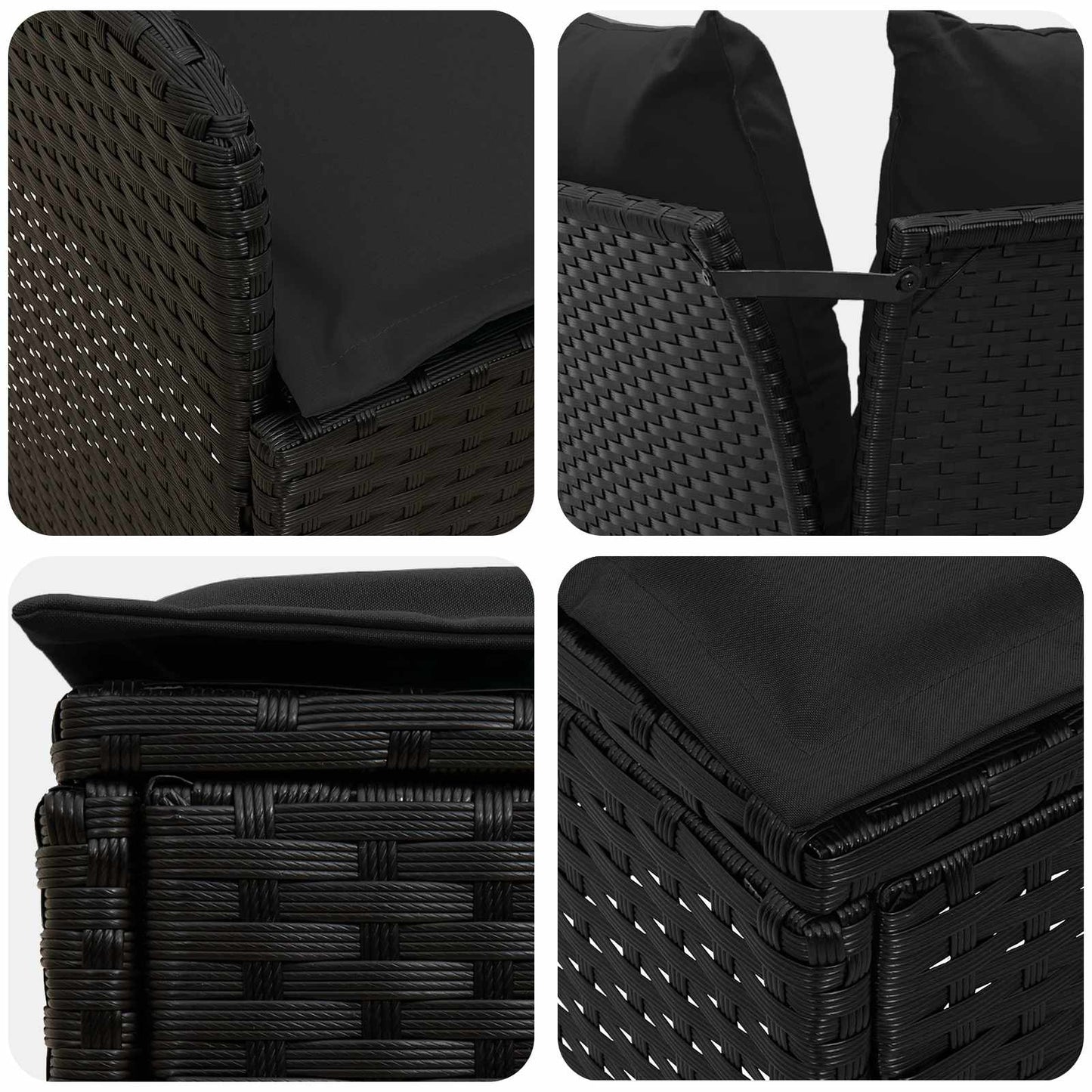 vidaXL Σύνολα επίπλων με μαξιλάρι 7 pcs Μαύρο Ράτα PE