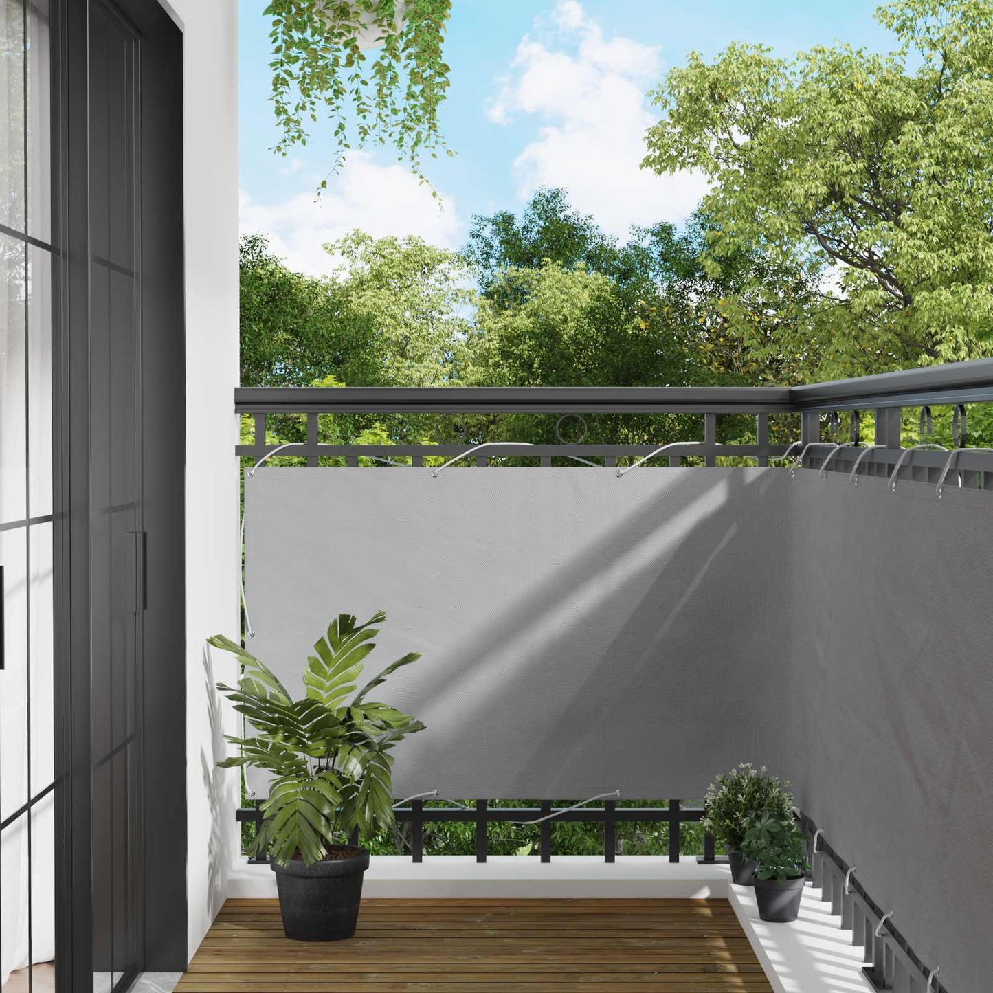 vidaXL Οθόνη Μπαλκονιού Ανοιχτό γκρι 100 x 600 cm Ύφασμα Όξφορντ