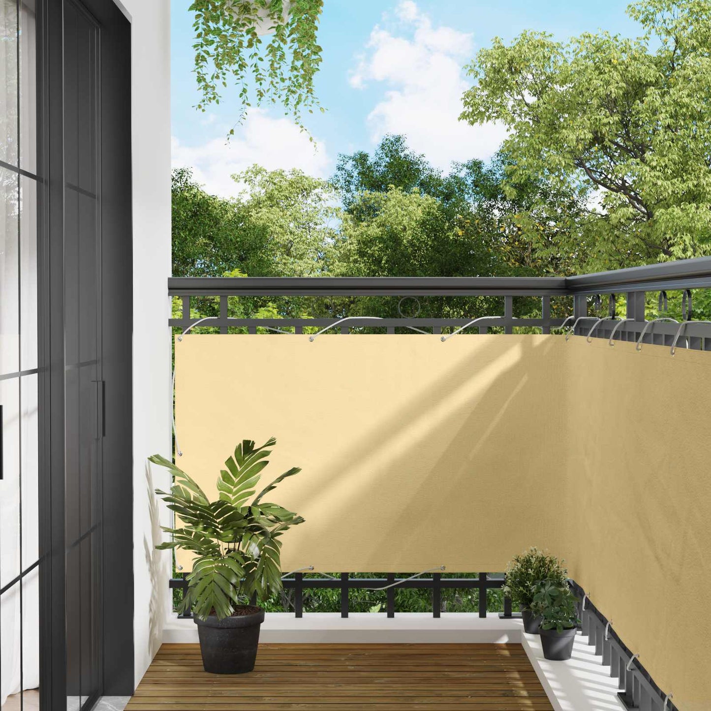 vidaXL Οθόνη Μπαλκονιού Άμμος 100 x 500 cm Ύφασμα Όξφορντ