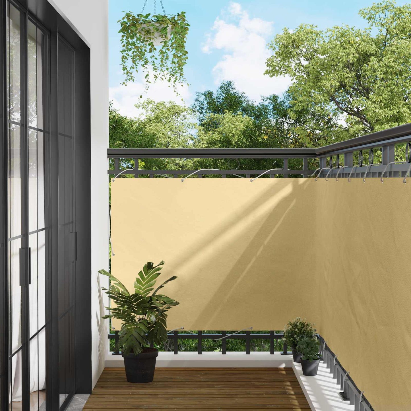 vidaXL Οθόνη Μπαλκονιού Άμμος 110 x 500 cm Ύφασμα Όξφορντ