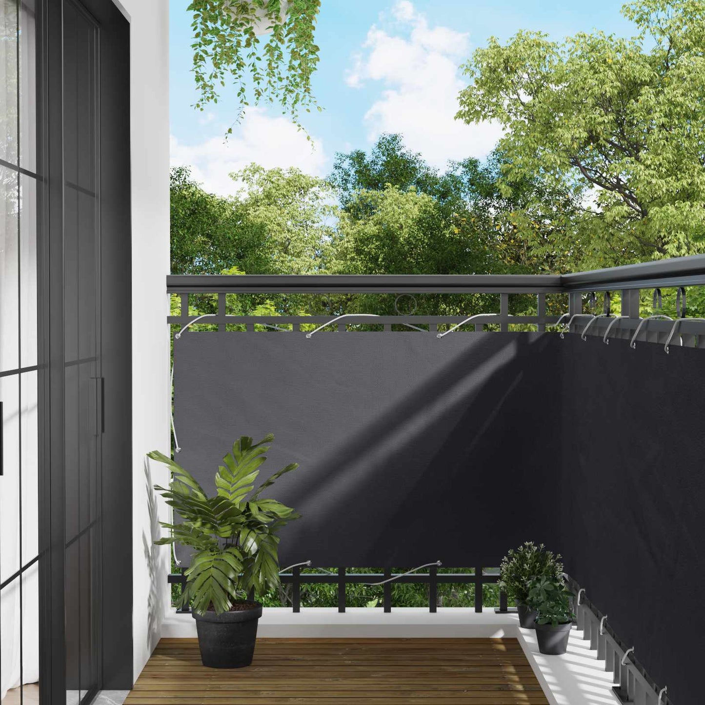 vidaXL Οθόνη Μπαλκονιού Ανθρακί 100 x 200 cm Ύφασμα Όξφορντ