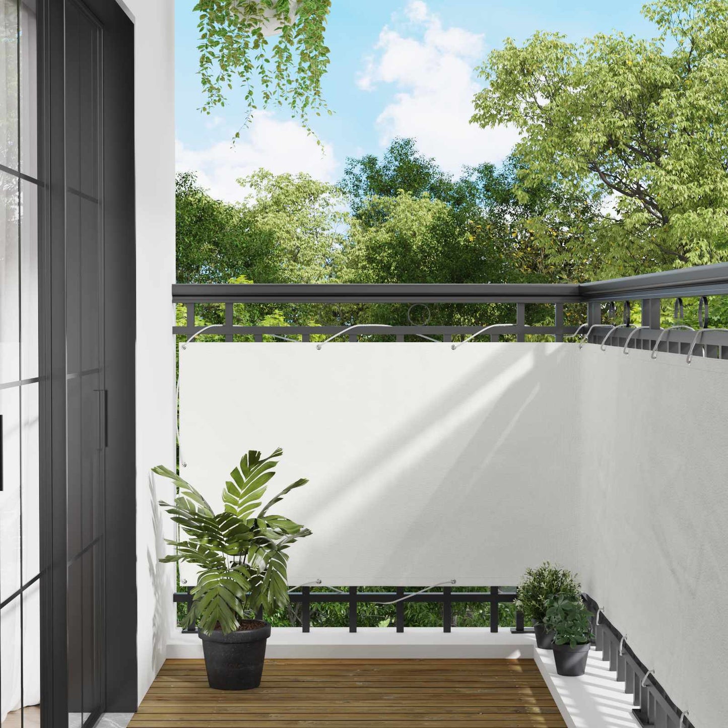 vidaXL Οθόνη Μπαλκονιού Λευκός 100 x 500 cm Ύφασμα Όξφορντ