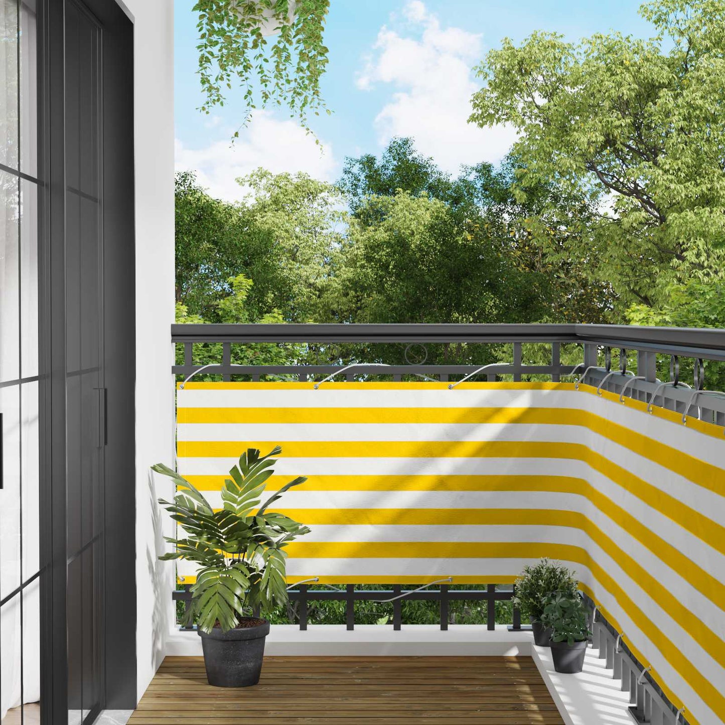 vidaXL Οθόνη Μπαλκονιού Κίτρινο και Λευκό 75 x 200 cm