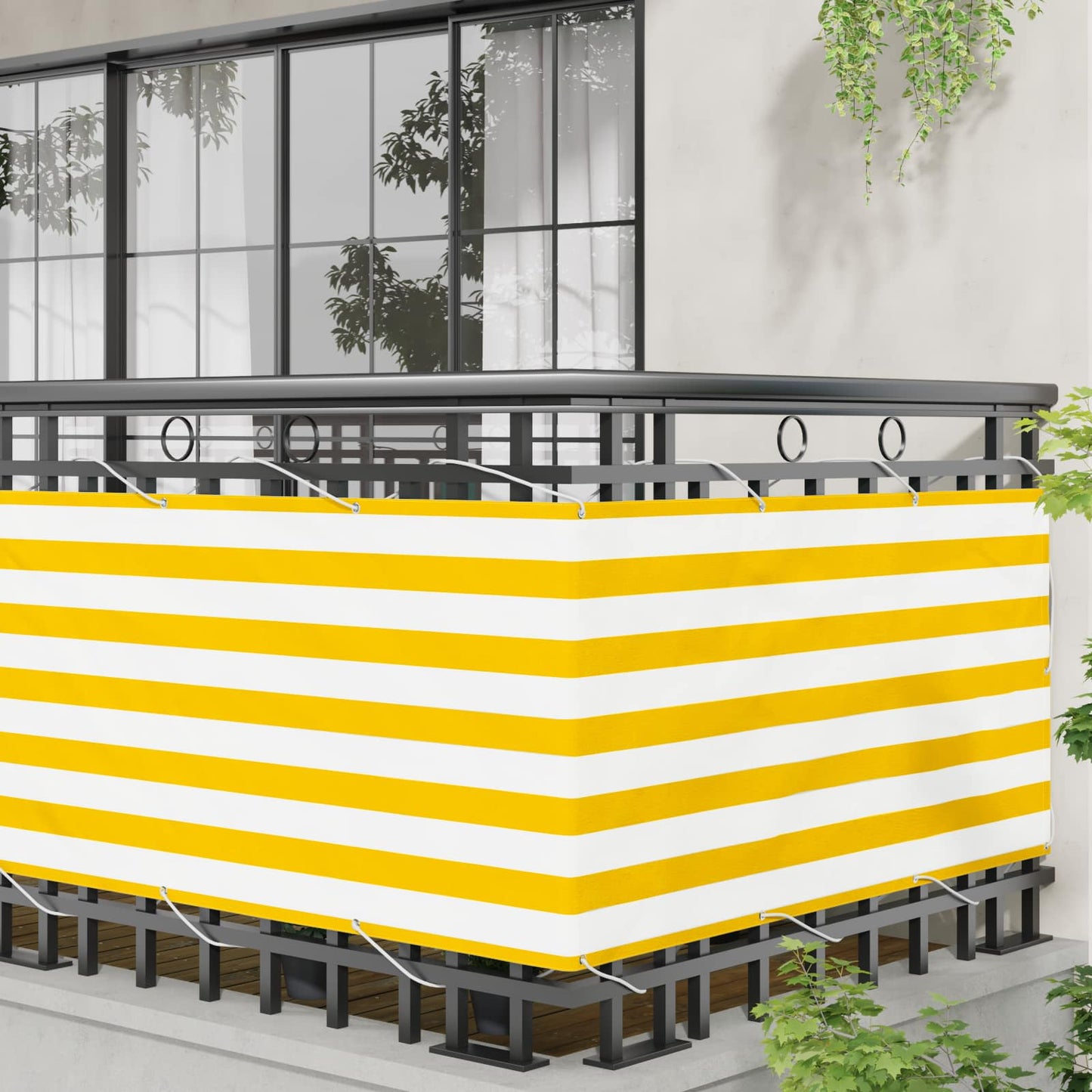 vidaXL Οθόνη Μπαλκονιού Κίτρινο και Λευκό 75 x 200 cm